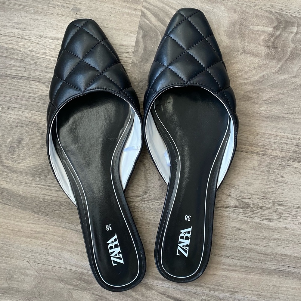 ZARA Quilted Flat Mules
